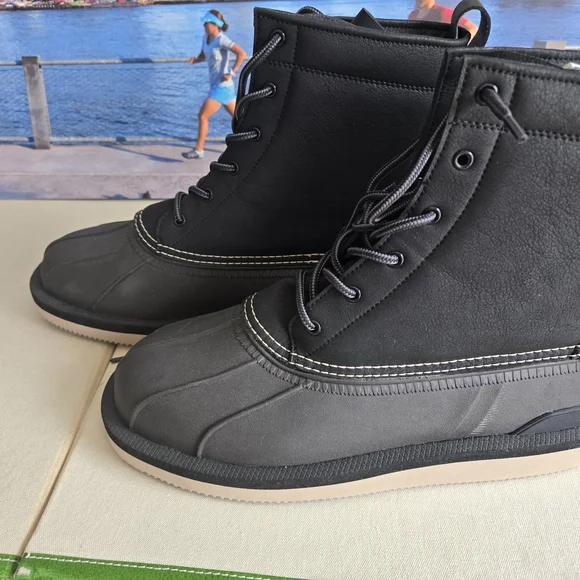 Suicoke Black and Gray Winter Boots with Sturdy Rubber Sole